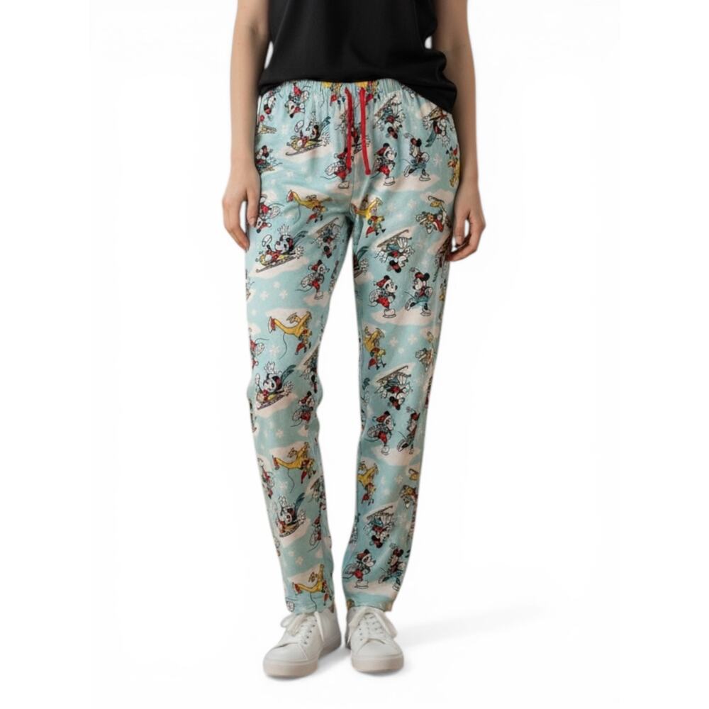 Disney Mickey Minnie Pluto Ice Skating Christmas Pajama Pants XL Fleece Holiday - Picture 4 of 8